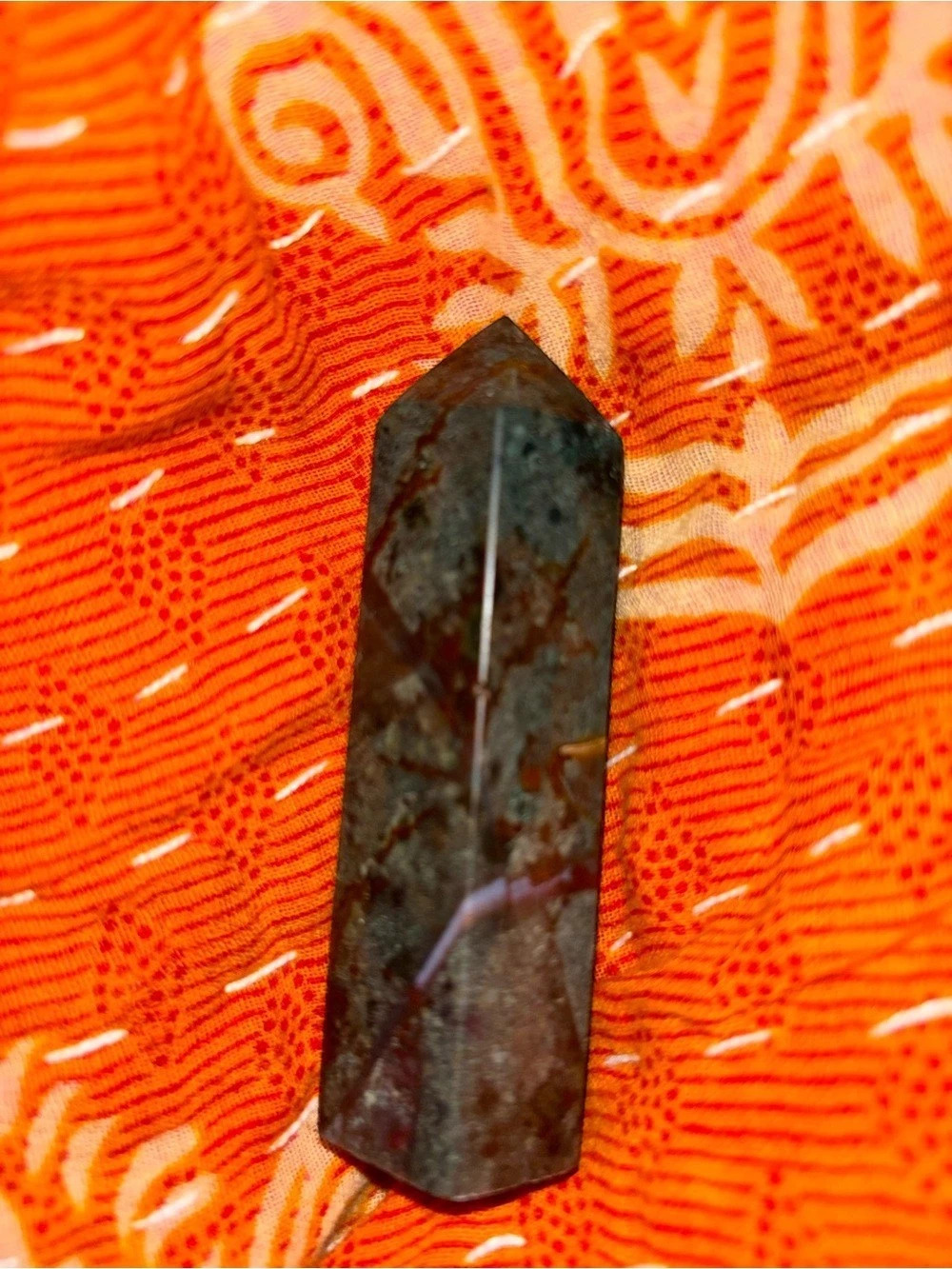 Polished Dragons Blood Crystal Point Brown & Green